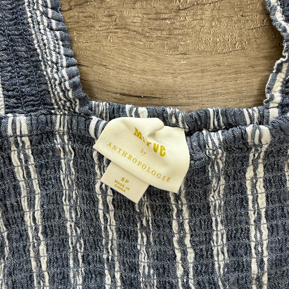 Anthropologie Maeve‎ Peplum Blue & White Blouse size small - Picture 3 of 8